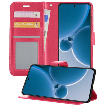 Betaalbare Hoesjes OnePlus Nord 3 Hoesje Book Case Kunstleer Cover Hoes - Donkerroze