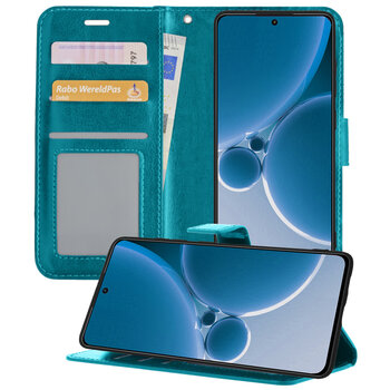 Betaalbare Hoesjes OnePlus Nord 3 Hoesje Book Case Kunstleer Cover Hoes - Turquoise