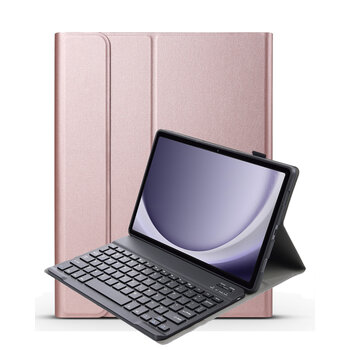 Betaalbare Hoesjes Samsung Galaxy Tab A9 Hoes Toetsenbord Hoesje Keyboard Case Cover (8,7 inch) - Samsung Tab A9 Hoes Toetsenbord Case - Rosé Goud