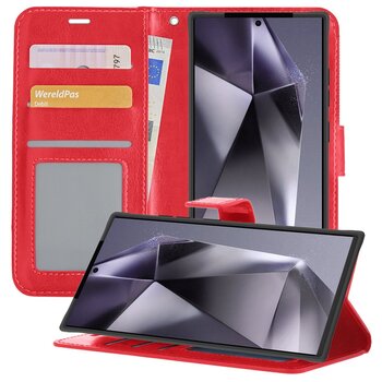 Samsung Galaxy S24 Ultra Hoesje Book Case Kunstleer Cover Hoes - Rood