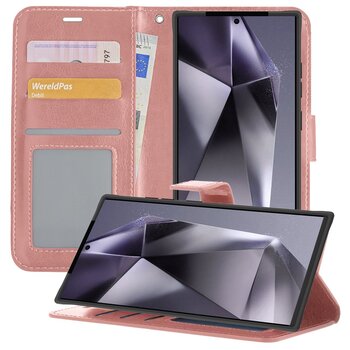 Samsung Galaxy S24 Ultra Hoesje Book Case Kunstleer Cover Hoes - Rose Goud