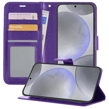 Betaalbare Hoesjes Samsung Galaxy S24 Hoesje Book Case Kunstleer Cover Hoes - Paars