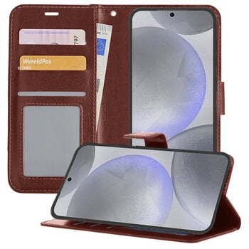 Betaalbare Hoesjes Samsung Galaxy S24 Hoesje Book Case Kunstleer Cover Hoes - Bruin