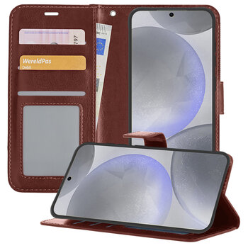 Samsung Galaxy S24 Hoesje Book Case Kunstleer Cover Hoes - Bruin