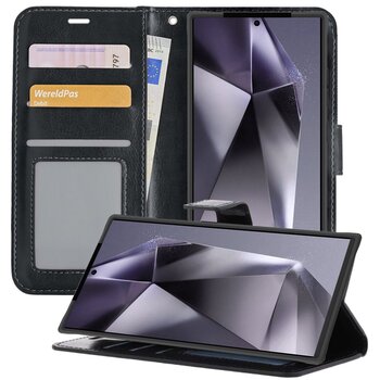 Samsung Galaxy S24 Ultra Hoesje Book Case Kunstleer Cover Hoes - Zwart