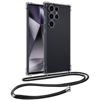 Samsung Galaxy S24 Ultra Hoesje Met Koord Hoes Siliconen Case - Transparant