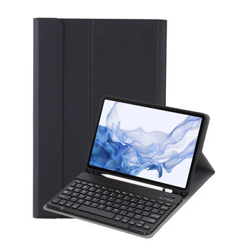 Hoes Geschikt voor Samsung Galaxy Tab S9 FE Plus Hoes Toetsenbord Hoesje Keyboard Case Cover - Hoesje Geschikt voor Samsung Tab S9 FE Plus Hoes Toetsenbord Case - Zwart