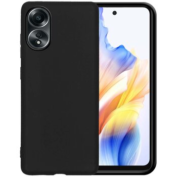 Betaalbare Hoesjes Oppo A58 Hoesje Siliconen Hoes Case Cover - Zwart