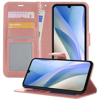 Samsung Galaxy A15 Hoesje Book Case Kunstleer Cover Hoes - Rose Goud