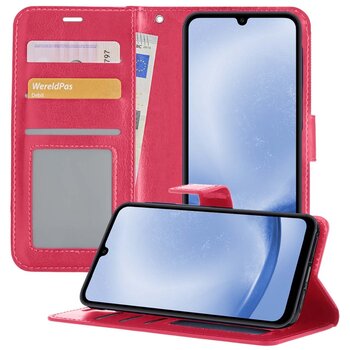 Samsung Galaxy A25 Hoesje Book Case Kunstleer Cover Hoes - Donkerroze