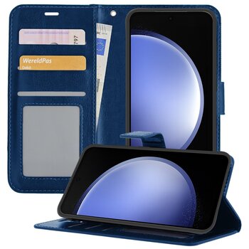 Samsung Galaxy S23 FE Hoesje Book Case Kunstleer Cover Hoes - Donkerblauw