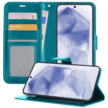 Samsung Galaxy A55 Hoesje Book Case Kunstleer Cover Hoes - Turquoise
