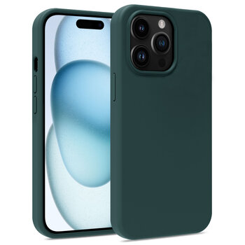 iPhone 15 Pro Hoesje Siliconen Hoes Case Cover - Donkergroen