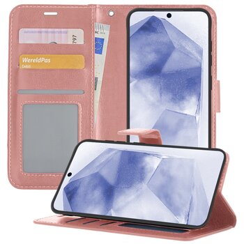 Samsung Galaxy A55 Hoesje Book Case Kunstleer Cover Hoes - Rose Goud