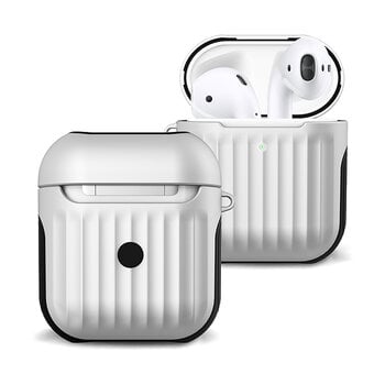 Betaalbare Hoesjes Case Geschikt voor AirPods 2 Hoesje Hoes Hard Cover Ribbels - Hoesje Geschikt voor AirPods 2 Case Met Ribbels - Wit