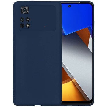 Betaalbare Hoesjes Poco X4 Pro 5G Hoesje Siliconen Hoes Case Cover - Donkerblauw