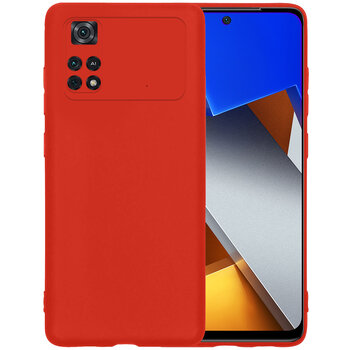 Betaalbare Hoesjes Poco X4 Pro 5G Hoesje Siliconen Hoes Case Cover - Rood