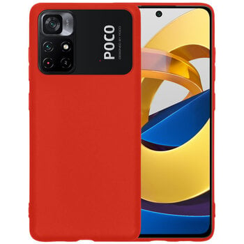 Betaalbare Hoesjes Xiaomi Poco M4 Pro 5G Hoesje Siliconen Hoes Case Cover - Rood