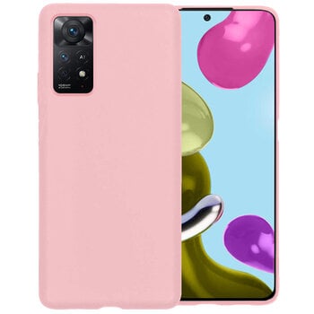 Betaalbare Hoesjes Xiaomi Redmi Note 11S Hoesje Siliconen Hoes Case Cover - Lichtroze