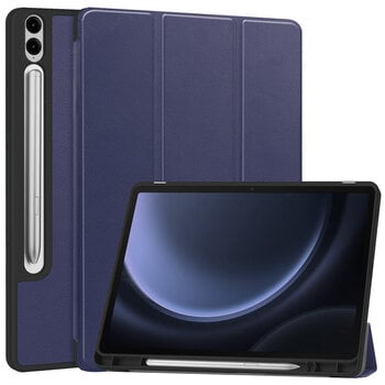 Betaalbare Hoesjes Samsung Galaxy Tab S9 FE Plus Hoesje Book Case - Donkerblauw