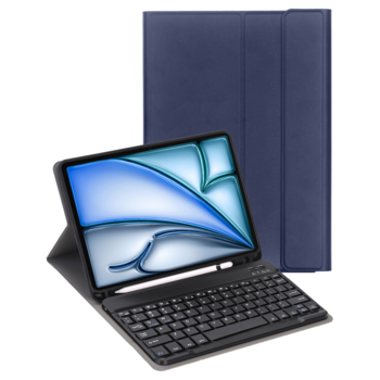 Betaalbare Hoesjes iPad Air 6 (13 inch) Hoesje Toetsenbord Hoes Luxe Keyboard Case Cover (10,9 inch) - Donkerblauw