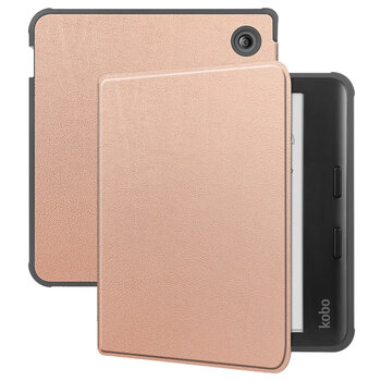 Betaalbare Hoesjes Kobo Libra Colour Hoesje Book Case - Rosé Goud