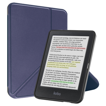 Betaalbare Hoesjes Kobo Clara Colour Hoesje Book Case - Donkerblauw