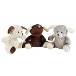 Pluche Hond met piep mix kleuren 20cm