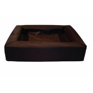 Leather bed donker bruin