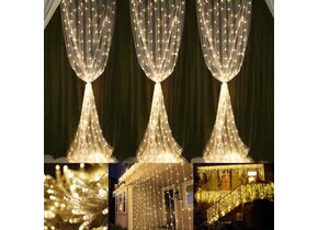 3x6m LED Lichtervorhang, 8 Modi, Lichterkette mit 594 LEDs, Verbindbar, Warmweiß
