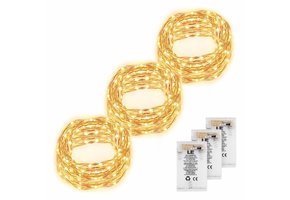 6M LED Kupferdraht Lichterkette, 60 LEDs, Kupfer, Wasserdicht, 3er Pack