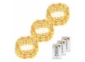 6M LED Kupferdraht Lichterkette, 60 LEDs, Kupfer, Wasserdicht, 3er Pack