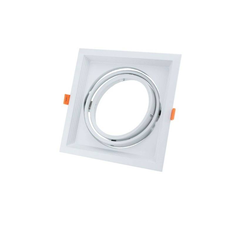 Einbaurahmen für LED AR111 Rechteckig 185x185mm Schwenkbar 1 Spot Weiß 2er Packung
