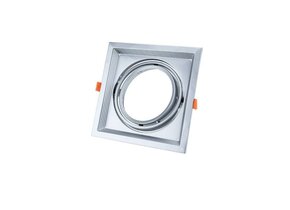 Einbaurahmen für LED AR111 Rechteckig 185x185mm Schwenkbar 1 Spot Silber 2er Packung