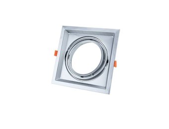 Einbaurahmen für LED AR111 Rechteckig 185x185mm Schwenkbar 1 Spot Silber 2er Packung