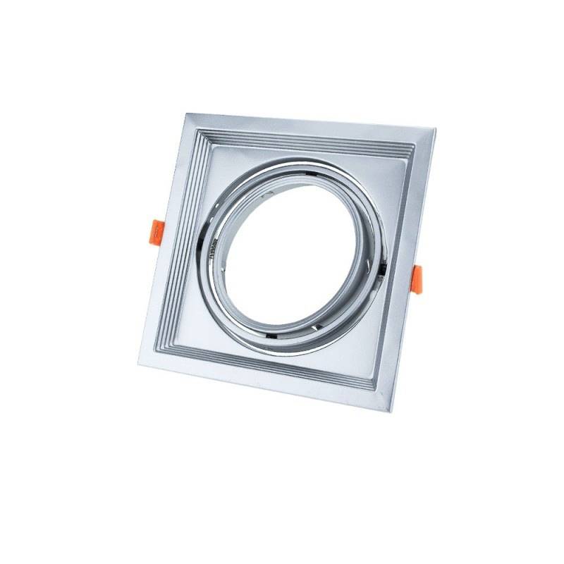 Einbaurahmen für LED AR111 Rechteckig 185x185mm Schwenkbar 1 Spot Silber 2er Packung