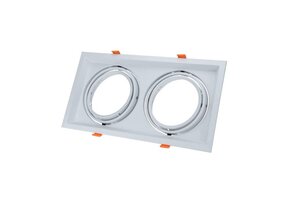 Einbaurahmen für LED AR111 Rechteckig 335x185mm Schwenkbar 2 Spots Weiß 2er Packung