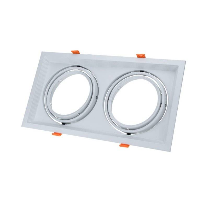 Einbaurahmen für LED AR111 Rechteckig 335x185mm Schwenkbar 2 Spots Weiß 2er Packung