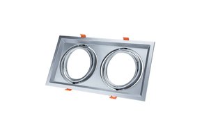 Einbaurahmen für LED AR111 Rechteckig 335x185mm Schwenkbar 2 Spots Silber 2er Packung