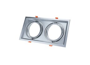 Einbaurahmen für LED AR111 Rechteckig 335x185mm Schwenkbar 2 Spots Silber 2er Packung
