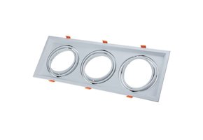 Einbaurahmen für LED AR111 Rechteckig 485x185mm Schwenkbar 3 Spots Weiß 2er Packung