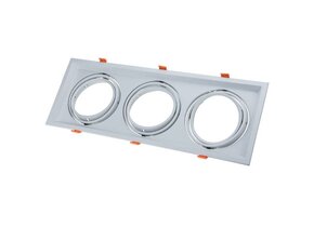 Einbaurahmen für LED AR111 Rechteckig 485x185mm Schwenkbar 3 Spots Weiß 2er Packung