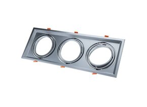 Einbaurahmen für LED AR111 Rechteckig 485x185mm Schwenkbar 3 Spots Silber 2er Packung