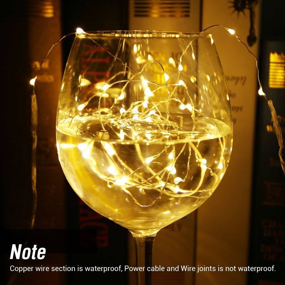 8er Set, 120cm Micro LED Lichterkette Kupferdraht Warmweiß, 20 LEDs, Batteriebetrieb