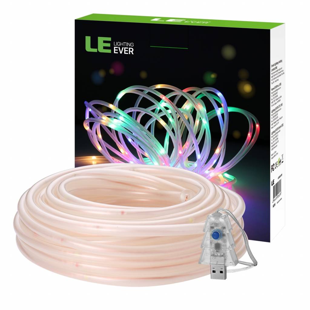RGB USB Lichtschlauch mit 100 LEDs, 10M LED Lichterkette mit Fernbedienung, IP65 Wasserfest, Zeitschaltuhr Merkfunktion