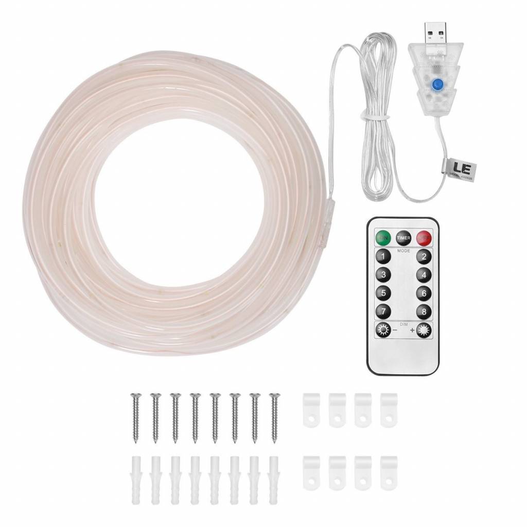 RGB USB Lichtschlauch mit 100 LEDs, 10M LED Lichterkette mit Fernbedienung, IP65 Wasserfest, Zeitschaltuhr Merkfunktion