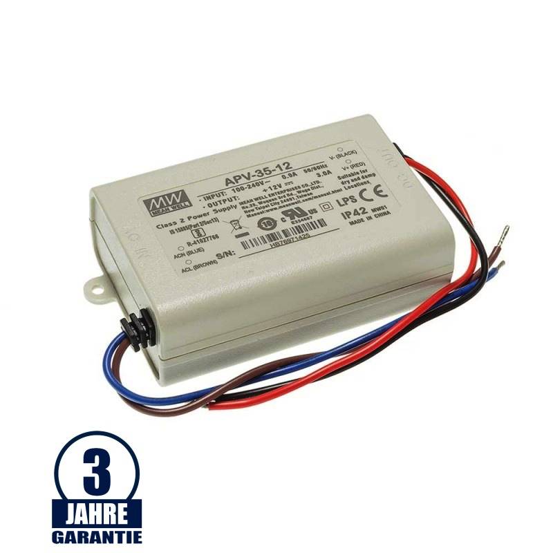 MEAN WELL 12V DC Kunststoff Netzteil IP42  16W bis 36W