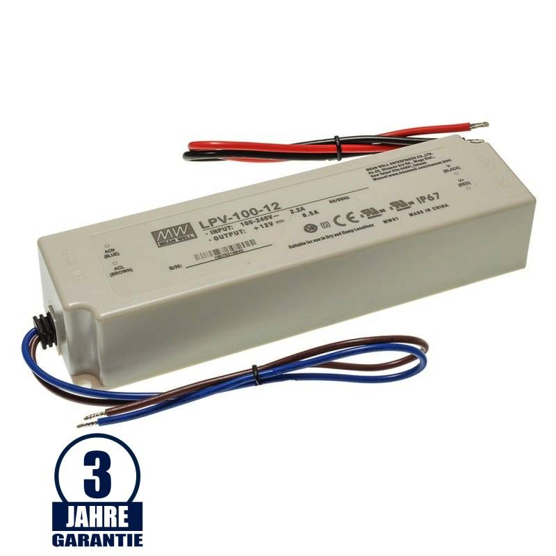 MEAN WELL 12V DC Kunststoff Netzteil Wasserdicht IP67 35W bis 192W