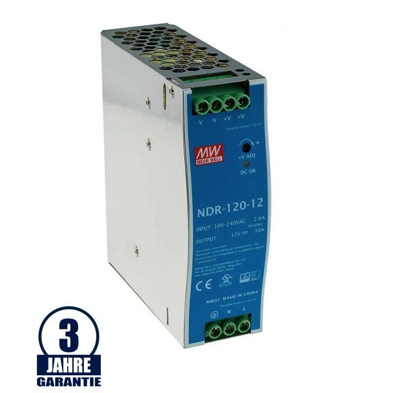 MEAN WELL 12V DC Tragschienen Metall Netzteil 75W bis 120W