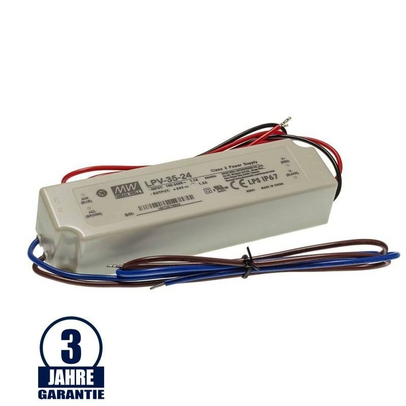 MEAN WELL 24V DC Kunststoff Netzteil Wassergeschützt IP67 35W bis 240W